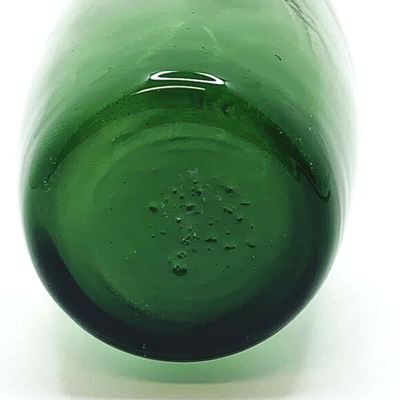 Glass Bud Vase Olive Green 10” Swirl Spiral Textured Hand Blown Vintage Beauty - Picture 4 of 7